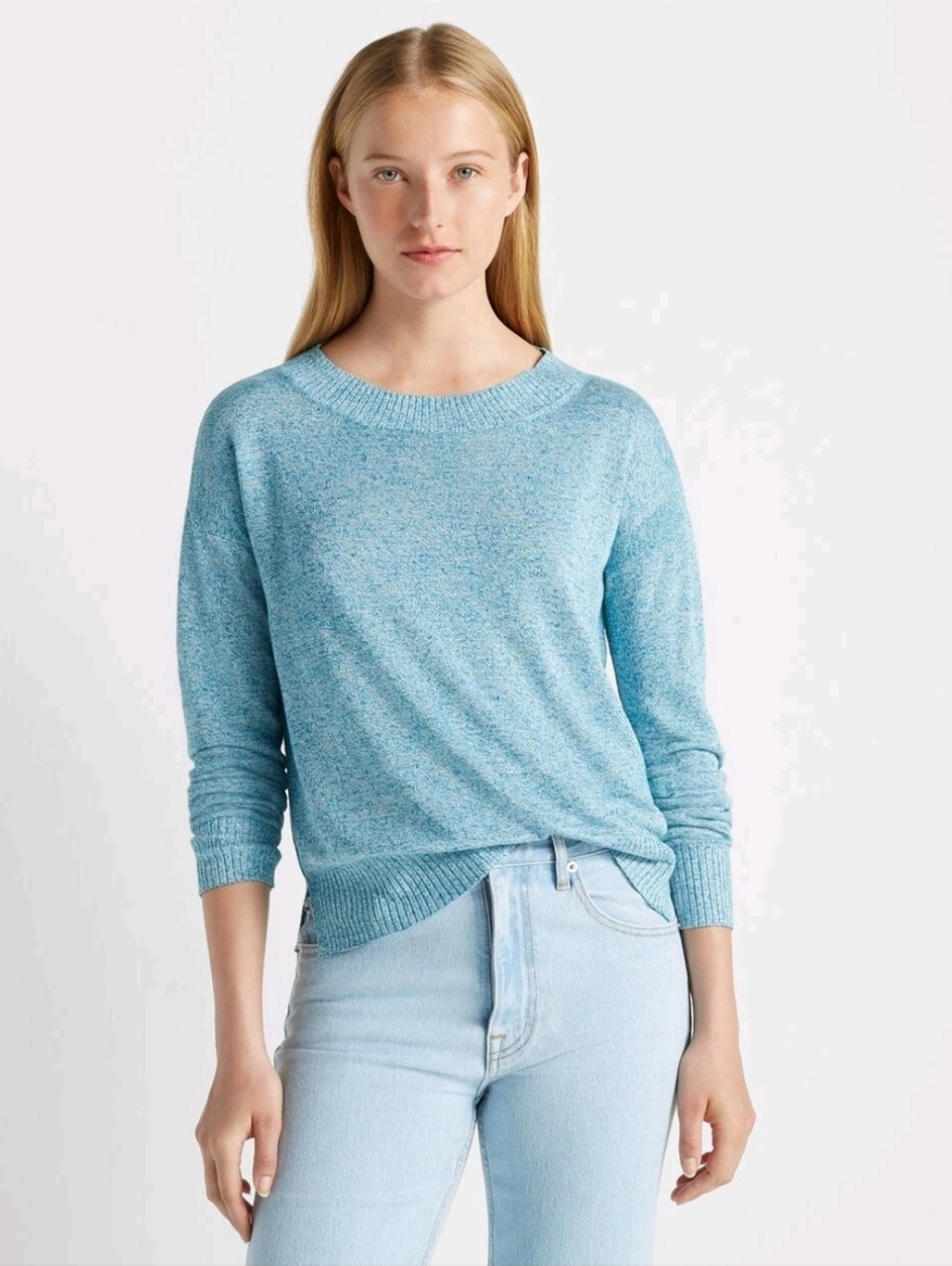 Club Monaco Teal Blue Marled Knit Sweater Size XS